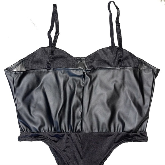 Black Faux Leather Bodysuit - Picture 6 of 11
